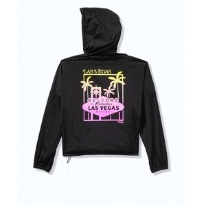 NWT Victorias Secret PINK Las Vegas Anorak Ombré Jacket in Black Size M/L